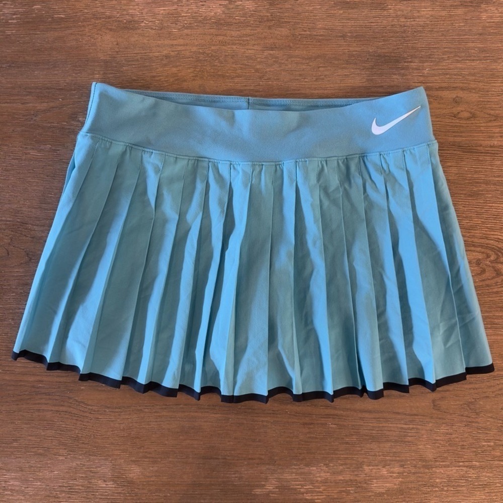 NIKE Court Dri-FIT Victory 13" Flounce Tennis Skirt-Women's Size XL-Topaz‎ Mist